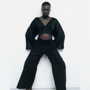 ZARA Satin Effect Cropped Blouse